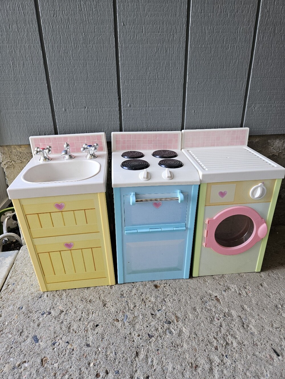 2000s Playskool Rose Petal Cottage Sink Stove Washer